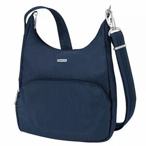 Travelon Anti-Theft Navy Nylon Crossbody Bag RFID Travel Purse Strap Wear